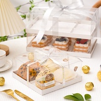 Boîte à muffins en carton blanc brillant doré, pliable, 4 ou 6 trous, entièrement en PVC, pour gâteaux, desserts, beignets, tartes aux œufs, avec trou d'ouverture