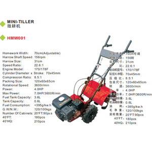 Farm <b>Cultivator</b> Gasoline Power Tiller Red Multifunctional With Seed Feeder For Land Orchard Tilling - Product Image 3