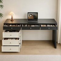 Commode de chambre à coucher moderne modulaire avec tiroirs réversibles |   Bureau de toilette en bois massif écologique à 6 tiroirs, couleur charbon crème