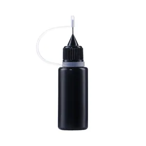 Plástico negro vacío Diy artesanía pintura PE cuentagotas aplicador de punta de aguja de precisión botella de pegamento para apretar con tapas giratorias embalaje