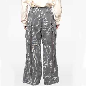 Pantaloni larghi da uomo Hip Hop da uomo di alta strada pantaloni larghi di cotone con cinturini con motivo mimetico con decorazione Patchwork - Product Image 6