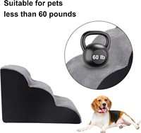 Rampe pour chien de luxe à 3 marches avec mousse haute densité durable, amovible et lavable pour les lits d'animaux