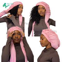 Bonnet Logo Kustom Dengan Dua Tabung Penyangga Pantyhose, Bonnet Tidur Untuk Rambut Panjang, Topi Tidur Untuk Rambut Gimbal, Topi Tidur Untuk Kepang Jumbo, Turban