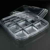 Plateau transparent à 9 compartiments pour noix, bonbons, macarons, chocolats, avec couvercles, emballage pour mochi