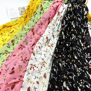 Baju wanita musim gugur baru motif Dandelion kain sifon mutiara kain baju kain cetak poliester