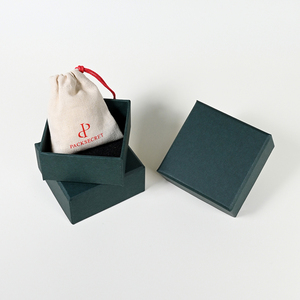 PackSecret Custom Logo Removable <b>Small</b> <b>Lid</b> Base Rigid <b>Box</b> Cardboard Packaging Paper Gift <b>Box</b> with Pouch Set for Jewelry - Product Image 1