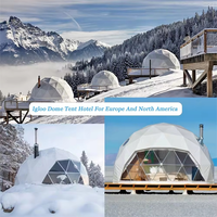 Tente dôme géodésique en PVC transparent de 8m Igloo de luxe avec salle de bain pour hôtel