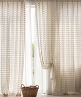 Voilage semi-transparent effet lin à motif quadrillé, filtrant la lumière, pour chambre, salon et décoration intérieure