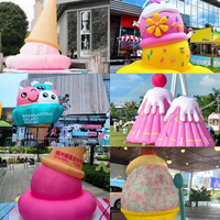 Ballons gonflables à cône de crème glacée avec éclairage LED Publicité de crème glacée gonflable géante à vendre