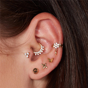 ROXI S925 Sterling Silver <b>Double</b> Row Diamond Cartilage Piercing Hoop Earrings for Women - Product Image 5