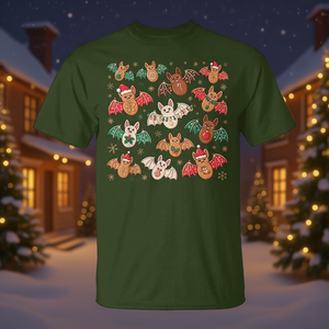Camiseta de Navidad con diseño de Murciélago Santa, Galletas de Jengibre y Feliz Batmas - Product Image 3