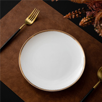 Vente directe d'usine, ensemble de plats fantaisie en porcelaine à bords dorés blancs, vaisselle de Table, ensembles d'assiettes