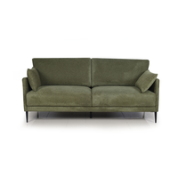 Canapé 2 places moderne et simple en tissu chenille vert, style luxe léger pour salon, avec pieds en métal