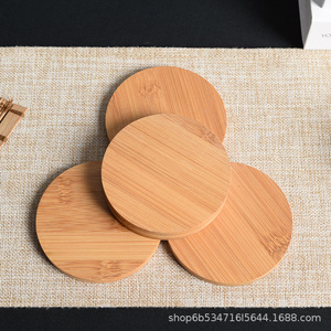 Sous-verres ronds en bois massif, couleur naturelle, tapis isolants thermiques pour porte-tasses, style japonais - Product Image 3