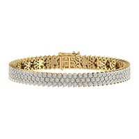 Bracelet tennis de 2 carats en argent sterling 925 ou en or jaune 18 carats sur argent sterling (7.5 pouces)