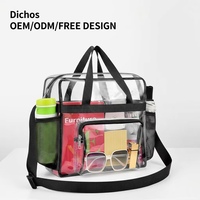 DICHOS Sac à bandoulière pour femmes Nouvelle trousse de maquillage en PVC transparent avec fermeture à glissière Étanche Logo Motif Étui de voyage