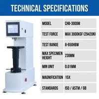 CHB-3000M Digital Brinell Hardness Tester 3000KGF 10 Test Forces LCD Display for Metal Steel Lab