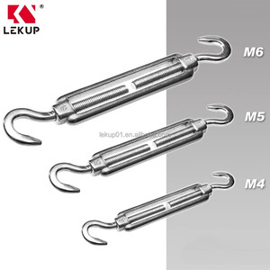 Tenditore a vite per fune metallica in <span class=keywords><strong>acciaio</strong></span> inossidabile 304, resistente, M6, a corpo aperto, con gancio, per impieghi gravosi - Product Image 3