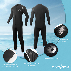 DIVESTAR 3 毫米氯丁橡胶上衣和裤子透气防水超弹力两件套成人男士潜水冲浪服 - Product Image 5