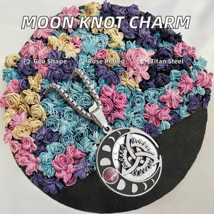 Classic Stainless Steel Celtic Moon Pendant Geometric Witch Knot Necklace for Men Women Punk Personality <strong>Irish</strong> Amulet <strong>Jewelry</strong> - Product Image 2