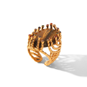 Natural Tiger Eye Stone <b>Ring</b> Elegant Gemstone <b>Finger</b> <b>Ring</b> Fashion Jewelry For Women - Product Image 5