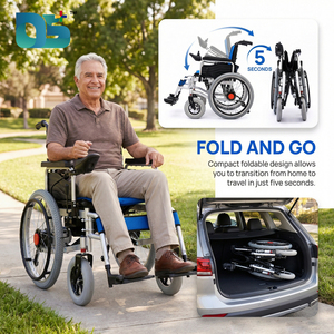 Fauteuil roulant pliant manuel et électrique double usage avec pneus en caoutchouc de 16 pouces pour adultes, personnes âgées et handicapées, adapté à l'usine, à l'hôpital et à la maison - Product Image 5