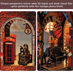 Hamaileon Kit DIY de niche à livres en <span class=keywords><strong>bois</strong></span>, Gare Magique Gothique, Insert de bibliothèque LED, Puzzle miniature, Modèle 3D, Artisanat/Cadeaux - Product Image 3