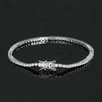 OUGEPHELI Bracelet Tennis en Argent Sterling 925 Plaqué Or avec Moissanite GRA VVS de 2 mm, Bijou Tendance