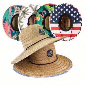 Natural Grass Sombrero Wide Brim Surfing Lifeguard <b>Straw</b> <b>Hat</b> Custom <b>Summer</b> Natural <b>Straw</b> <b>Hat</b> for Men With logo - Product Image 2