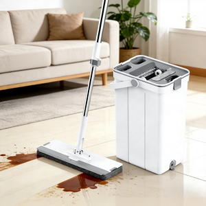 Mopa Mágica Fácil de Usar, Nueva 2025, Venta Caliente de Fábrica, Mopa de Limpieza de Pisos con Exprimidor Manos Libres, Mopa Plana de Microfibra para el Hogar <span class=keywords><strong>y</strong></span> Cubo - Product Image 1