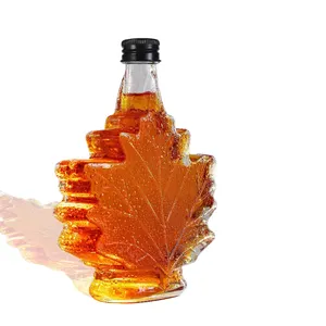 Recyclable Empty 50ml 110ml Liquor Wine Glass Bottle Maple leaf Shaped Glass bottles with Cap