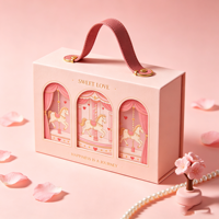 Boîte cadeau rose personnalisée avec poignée, thème carrousel, pour emballages de luxe de bonbons et chocolats de mariage