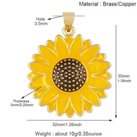 Liontin Enamel Warna-warni Trendi Bentuk Matahari, Bunga Matahari, Semanggi Berdaun Empat, Daun Maple, Perlengkapan Pembuatan Perhiasan Kalung Gelang L56