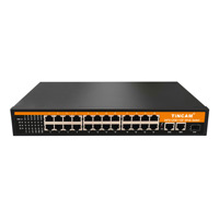 Conmutador PoE Pasivo No Estándar TiNCAM Gigabit con 24 Puertos 10/100M, 2 Puertos Uplink 10/100/1000Mbps, 1SFP, VLAN, para Sistemas de Intercomunicación en Edificios
