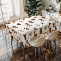 Nappe carrée beige style café RNPT, imperméable en PVC, pour table basse et événements festifs