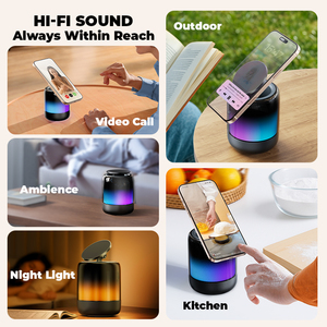 ลำโพงบลูทูธวิทยุ FM แบบไดนามิก RGB ไฟกลางคืนที่วางโทรศัพท์มือถือแบบแม่เหล็กขาตั้งปรับได้ - Product Image 6