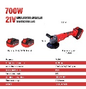 Meuleuse d'angle sans balais au lithium de 125 mm, 21 V, rouge et noir, outil de meulage professionnel à usage général - Product Image 4