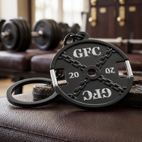 Porte-clés personnalisé en alliage de zinc émaillé, design disque de musculation, avec logo personnalisé, pour club de fitness, souvenir