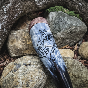 Cuerno vikingo para beber de la mejor calidad con borde de latón Soporte de cuerno ajustado de ágata Cuerno para beber Premium - Product Image 1