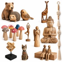 Figurines artisanales en bois personnalisées à prix abordable - Vente en gros de sculptures d'animaux en bois sculptées à la main, d'ornements géométriques et de statues de Bouddha