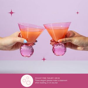 Ensemble de verres à martini <span class=keywords><strong>Paris</strong></span> Hilton, base en gemme iconique, robuste, isolé, 10,5 <span class=keywords><strong>oz</strong></span>, 2 pièces, rose - Product Image 2