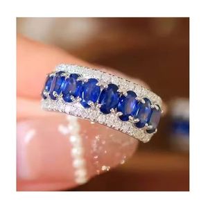 Anillo de Diamantes de Oro Real de 18k de Lujo y Moda Xinfly, Certificado GRC, Gema de Zafiro Azul Natural para Bodas y Fiestas - Product Image 1