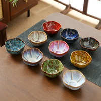Tasse à thé Kung Fu en céramique pour la maison, en forme de fleur, avec glaçure effet four, bol à thé créatif, tasse de maître personnelle