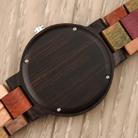 Kustom label pribadi kayu cendana walnut jati uniseks jam tangan kayu, kayu eboni ukir jam kayu