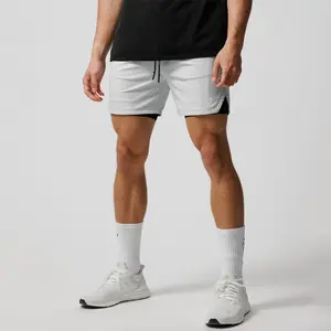 Custom Logo Men Sportswear 2 In 1 Quick Dry Running Short Pants Breathable Pocket Liner Tights Short Pants Workout Gym Shorts