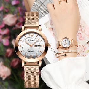 SENO orologi donna impermeabile data settimana acciaio inossidabile signore quarzo Relogio Feminino femminile Montre Reloj Muje orologio per le donne - Product Image 3