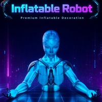 Robot LED Tiup Raksasa Futuristik Humanoid Cyborg untuk Display Iklan Luar Ruangan Komersial Model Tiup
