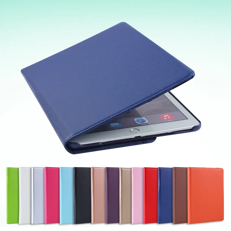 360 Degree Rotate Leather PU Case For iPad Air 2 PU Smart Cover Case For iPad 6 Air2