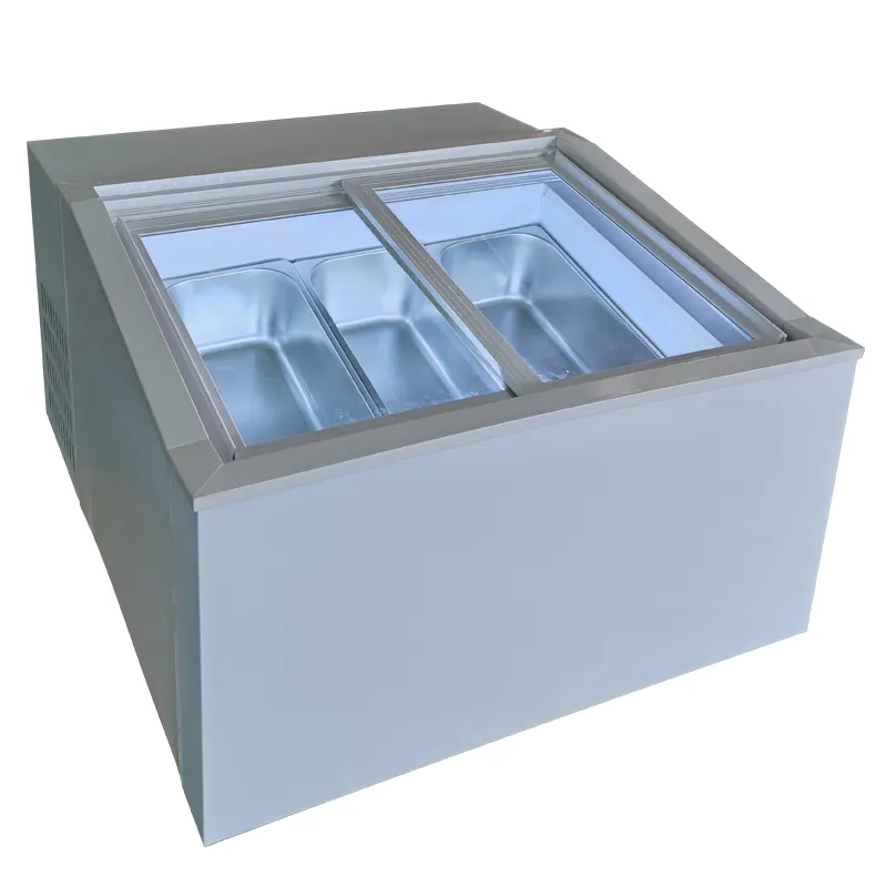 ファッショナブルなデスクトップ3ボックスイタリアンアイスクリームフリーザー-22ディスプレイキャビネットクリームアイスキャンデー冷凍庫