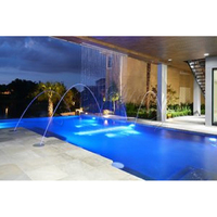 Cascade de piscine en acier inoxydable avec lame de cascade et éclairage LED